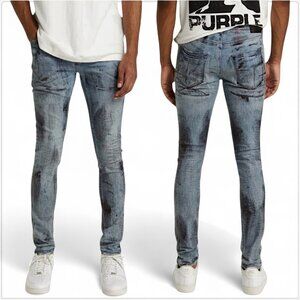 Purple Brand Indigo X-Ray Jeans with Black Foil Low Rise Skinny NWT New 34